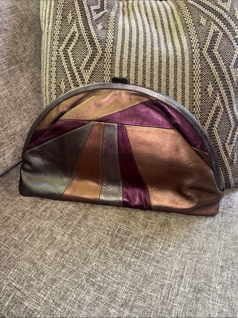 HOBO Women's Metallic Multi-Color Leather Clutch